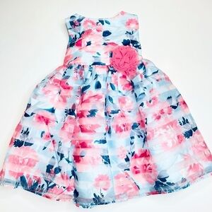 Jona Michelle Girl’s Pink Blue Floral Print Sleeveless Formal Party Dress Sz 2T